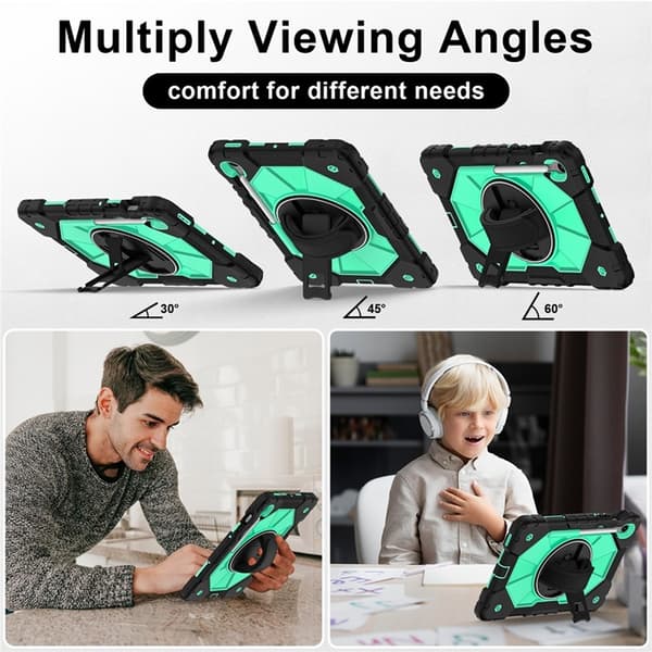 Galaxy Tab S10 FE/S9 FE/S9 Skal Kickstand med Rem - Mintgrön Grön