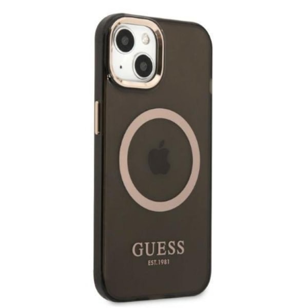 GUESS iPhone 13 Skal MagSafe Gold Outline Translucent - Svart Svart