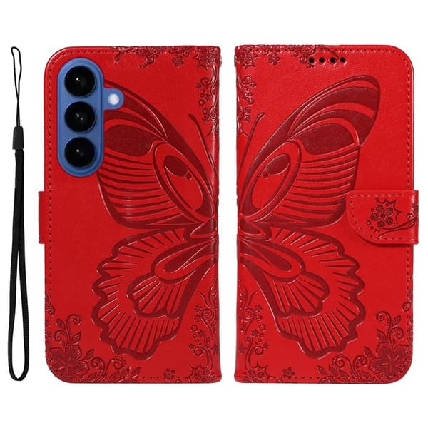 Samsung Galaxy S26 Plus Skal PU Läder Folio Flip - Röd