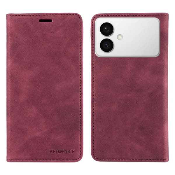 BETOPNICE Samsung Galaxy S26 Edge Plånboksfodral Konstläder - Röd