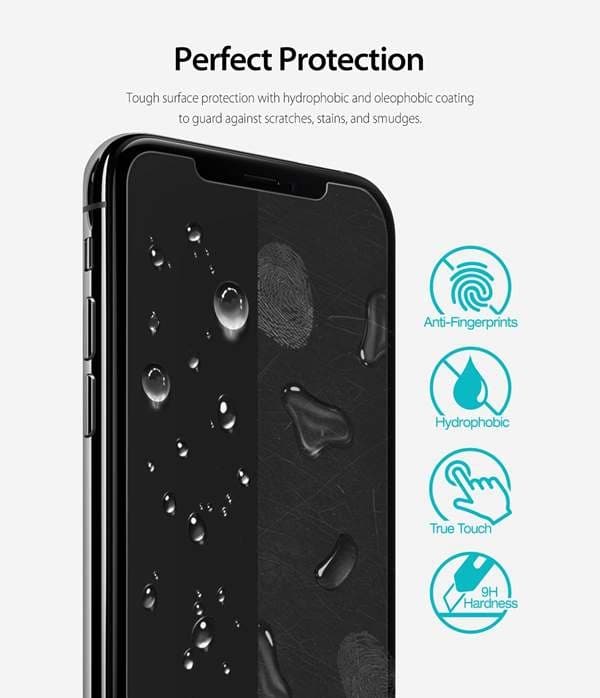 3 X Ringke hærdet glas skærmbeskytter til iPhone XS Max Transparent