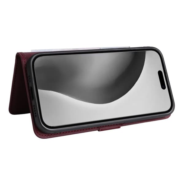 BETOPNICE iPhone 16 Pro Max Plånboksfodral - Detachable Konstläder- Vinröd