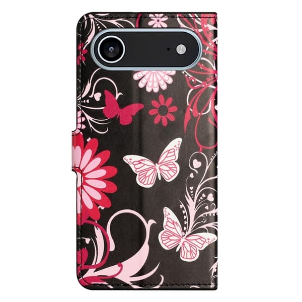 iPhone Air Konstläder Plånboksfodral Pattern Print - Svart Fjäril Svart