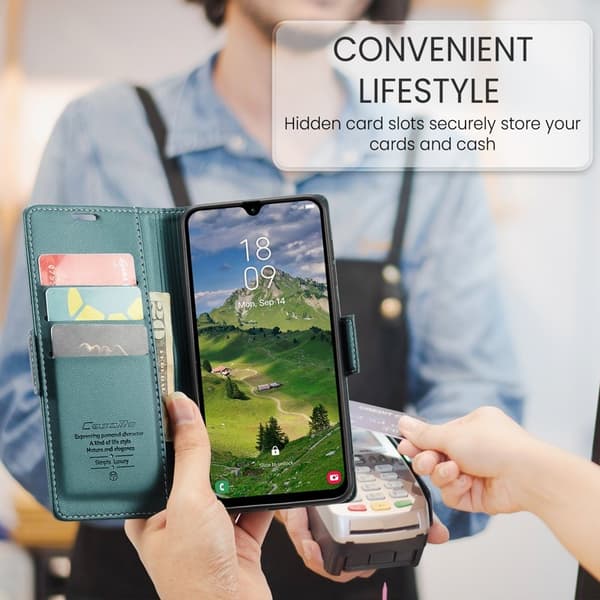 CASEME Plånboksfodral Konstläder för Samsung Galaxy A26 5G - Grön