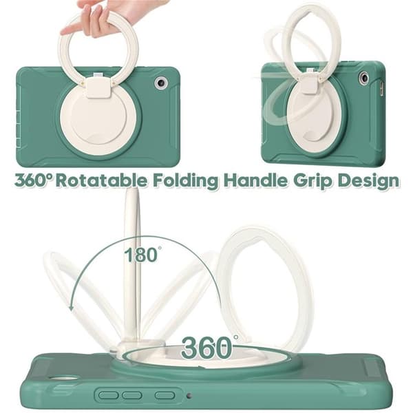 Mobilskal till Galaxy Tab A11 Rotary Kickstand Handle - Emerald Grön Grön