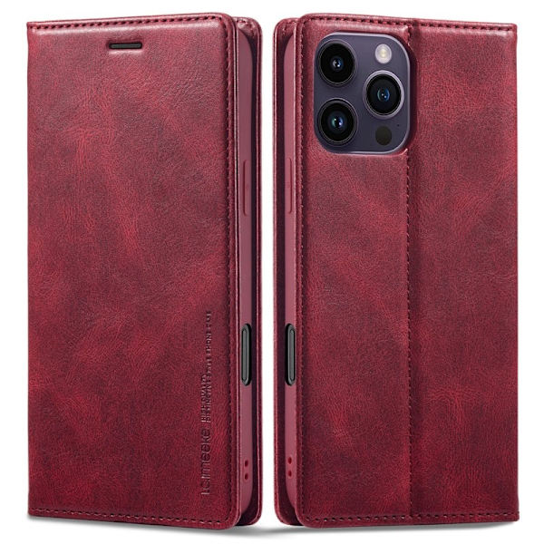 LC.IMEEKE iPhone 16 Pro Max Plånboksfodral Konstläder - Röd
