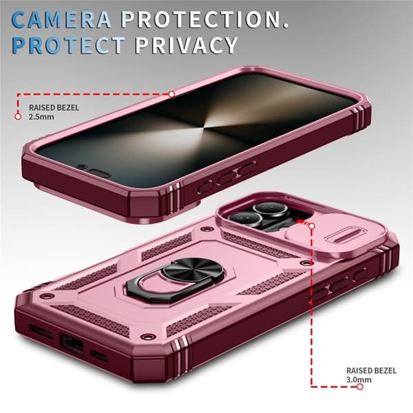 Mobilskal till iPhone 17 Slide Camshield Kickstand - Mörkröd Röd