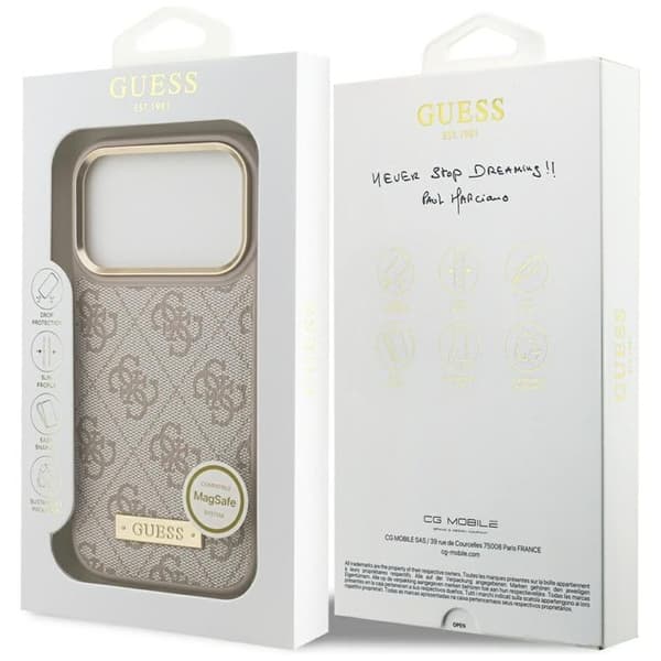 Guess Mobilskal till iPhone 17 Pro MagSafe 4G Logo Plate - Rosa