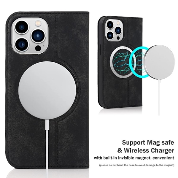 iPhone 14 Pro Max Plånboksfodral Magsafe RFID - Svart Svart