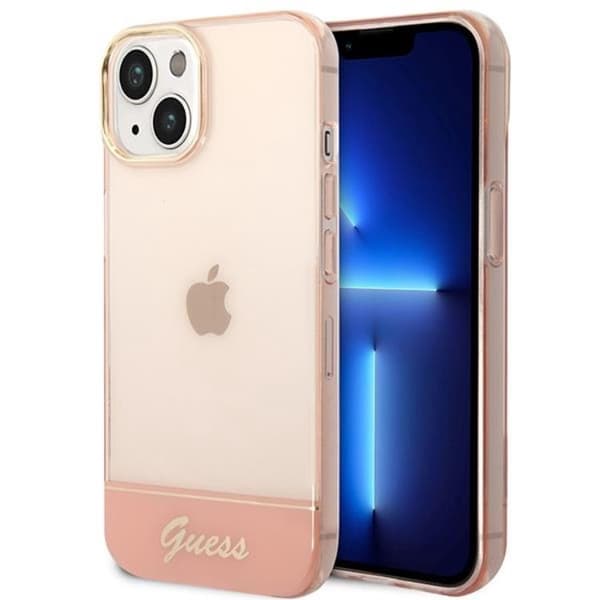 GUESS iPhone 14 Plus Kuori Translucent - Pinkki Rosa