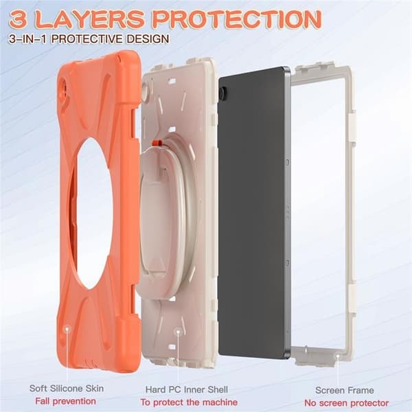 Mobilskal till Galaxy Tab A9 Plus Kickstand Handle Grip - Coral Orange Orange