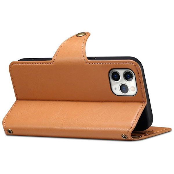 DENIOR iPhone 11 Pro Max Plånboksfodral Konstläder Kamelbrun