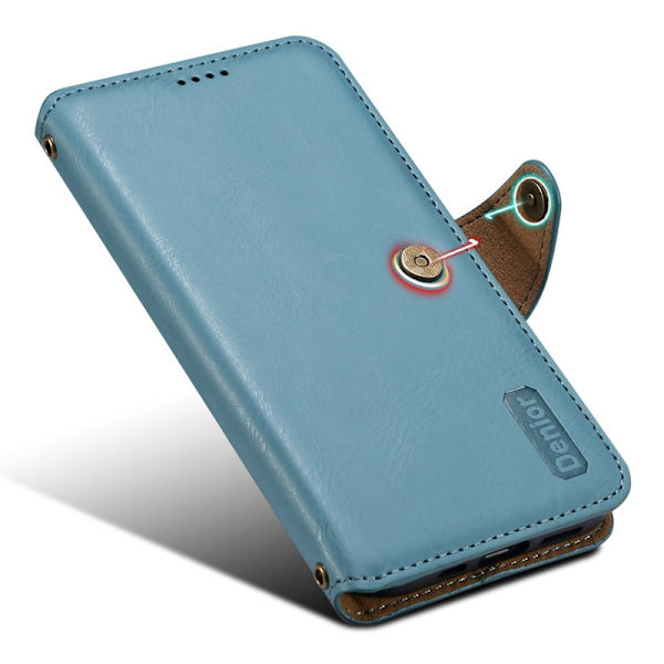 DENIOR iPhone 7 Plus / 8 Plus Plånboksfodral Konstläder - Blå