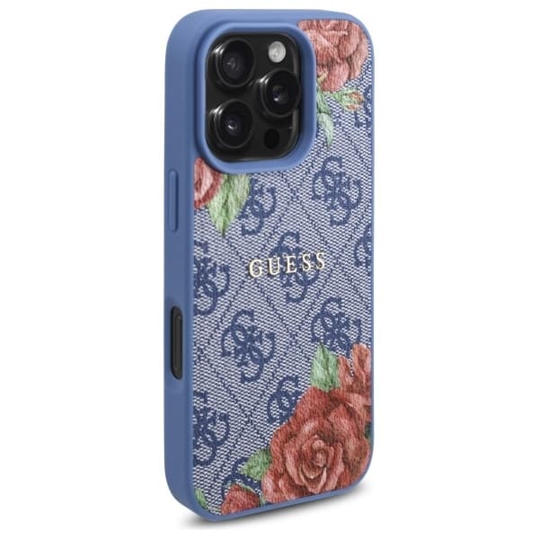 Guess telefonetui til iPhone 16 Pro MagSafe 4G Blomsterprint - Blå Blå