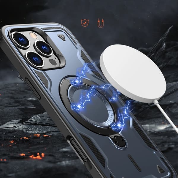 Telefontaske til iPhone 16 Pro Max MagSafe Hybrid Armor Trendy - Blå Blå