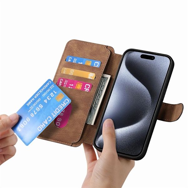 CASENEO iPhone 15 Pro Max Plånboksfodral Konstläder - Brun