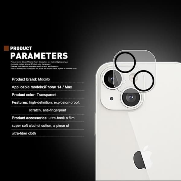 MOCOLO iPhone 14 Plus -kameran linsskydd i härdat glas 9H - Clear Transparent
