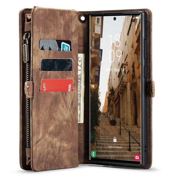 CASEME 008 för Samsung Galaxy S23 Ultra Konstläder Plånboksfodral Brun