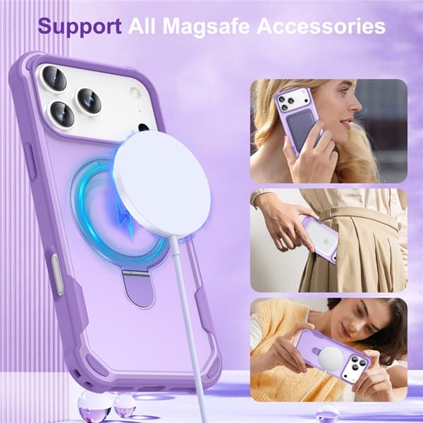 Mobilskal till iPhone 17 Pro Max MagSafe Kickstand Shockproof - Lila Lila