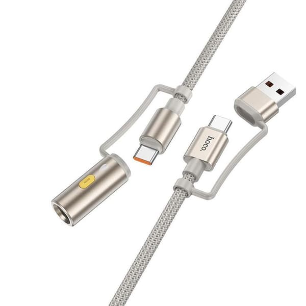 Hoco USB-A/USB-C Till USB-C Cigarettändare 60W 3A Kabel 1.2m U138 - Grå Grå