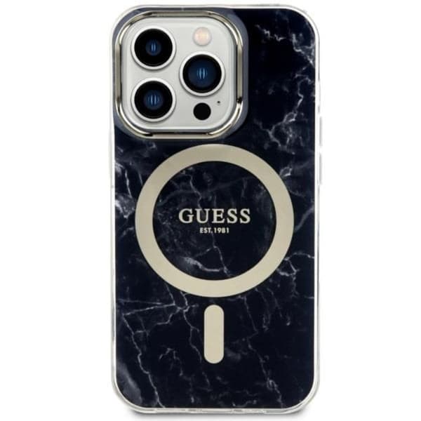 Guess iPhone 14 Pro Max Mobilskal MagSafe Marble - Sort Black