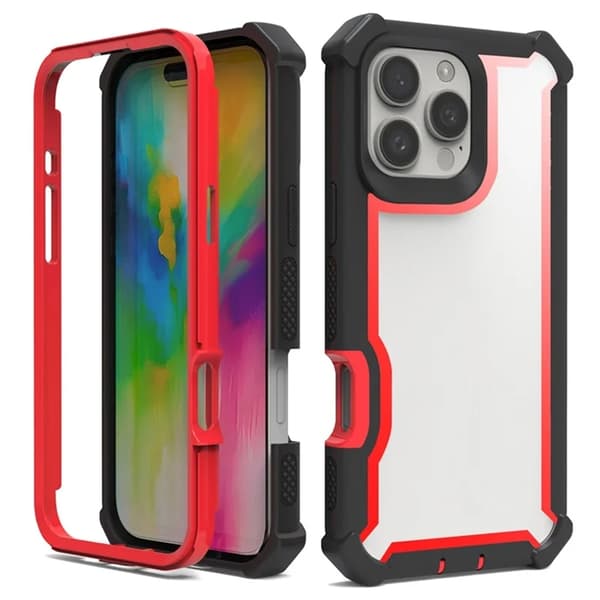 Mobilskal till iPhone 16 Pro Max TPU + PC Shockproof - Svart/Röd Röd