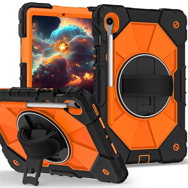 Galaxy Tab S10 FE/S9 FE/S9 Skal Kickstand med Rem - Orange Orange