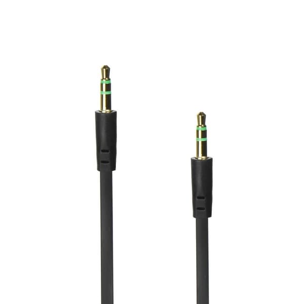 Fladt AUX-kabel 3,5 mm Jack Sort Black