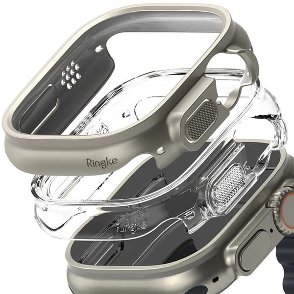 [2-Pack] Ringke Apple Watch Ultra 1/2 (49mm) Skal Slim - Clear/Titamiun Transparent