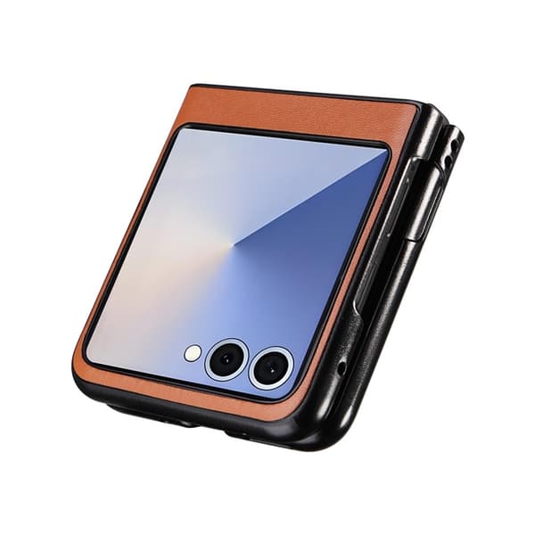 Mobilskal till Galaxy Z Flip7 PU Läder Protective - Brun Brun