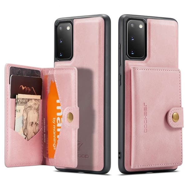 JEEHOOD Samsung Galaxy S20 Konstläder Plånboksfodral Detachable Roséguld