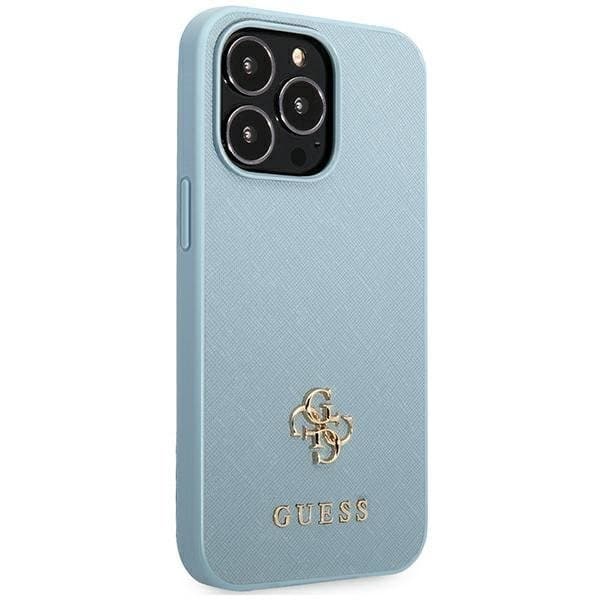 Guess iPhone 13 Pro Max Skal Saffiano Small Metall Logo - Blå Blå