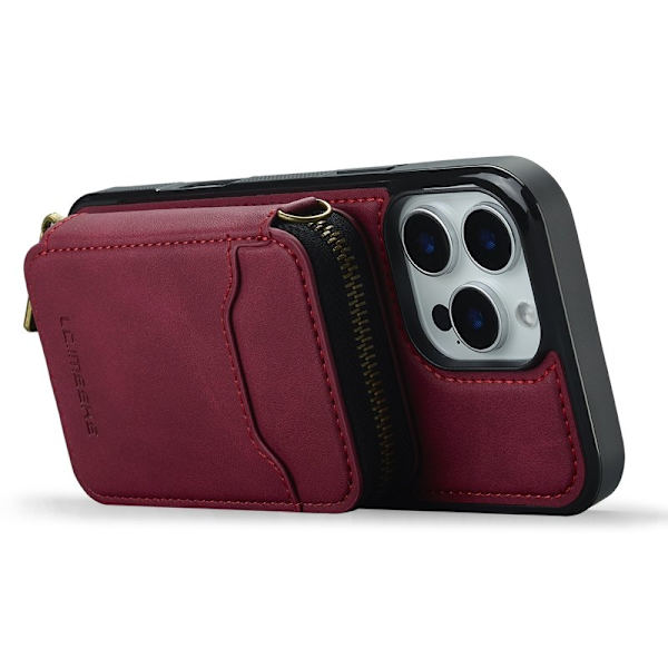 LC.IMEEKE L6 iPhone 15 Pro Max Plånboksfodral Konstläder - Röd