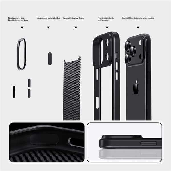 IPAKY Mobilskal till iPhone 17 Pro Max Carbon Fiber - Guld Guld