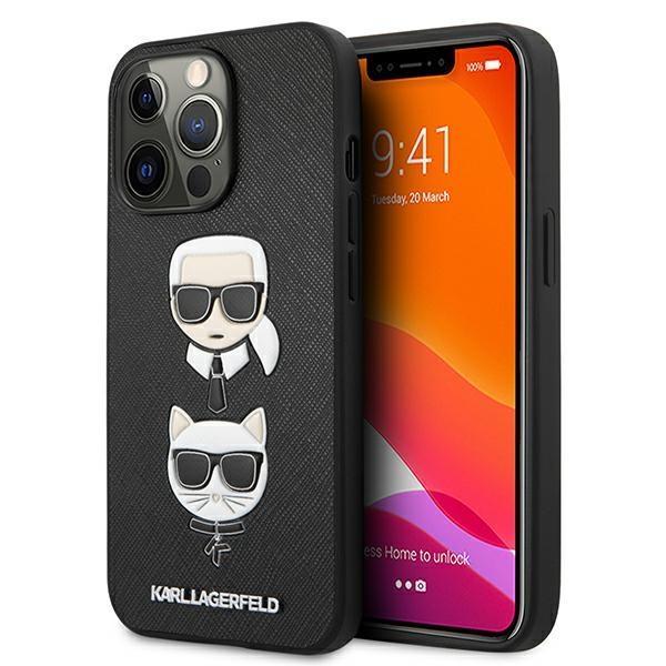 Karl Lagerfeld iPhone 13 & 13 Pro Cover Saffiano Karl & Choupette Black
