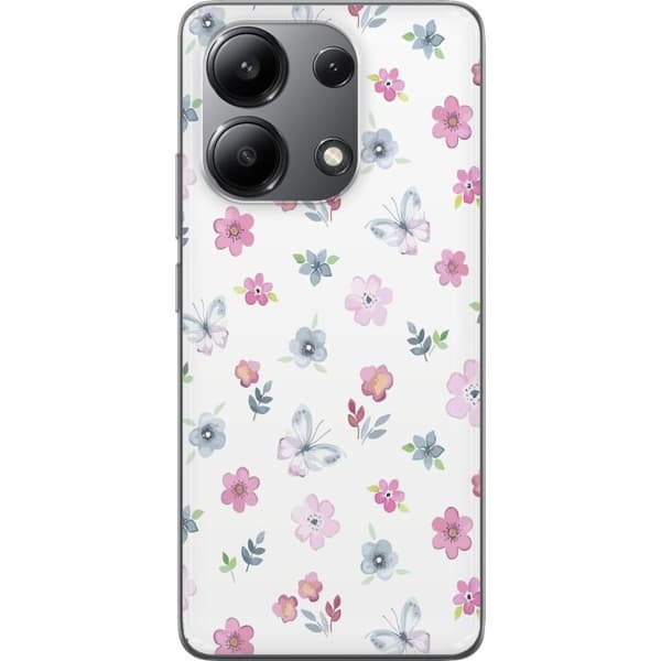 Mobilskal till Xiaomi Redmi Note 13 4G med Blommor och fjärillar