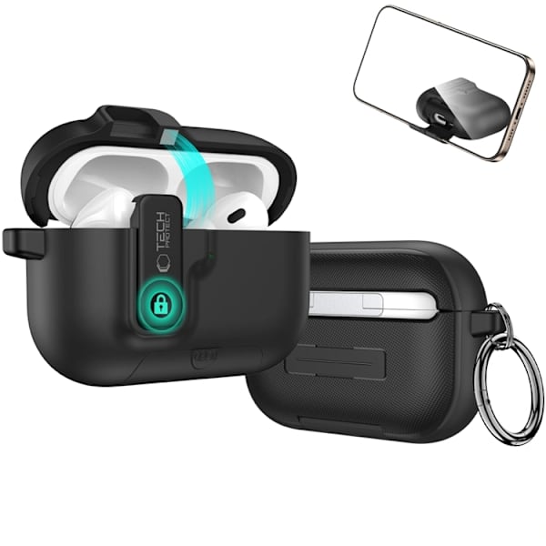 Tech-Protect Apple Airpods Pro 3 Etui Slim Hook - Sort Svart