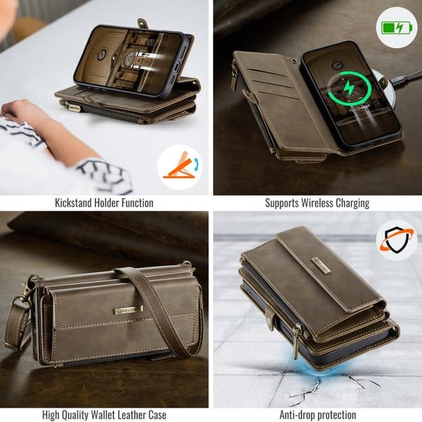 CASEME Plånboksfodral till iPhone 12 mini RFID-Skydd Konstläder Brun