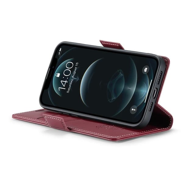 CASEME iPhone 12 Pro Max Plånboksfodral Konstläder RFID-Skydd Röd