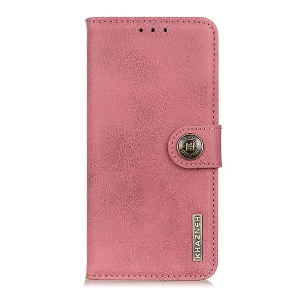 KHAZNEH Textured PU Läder Plånboksfodral Xiaomi 12 Pro - Rosa Rosa
