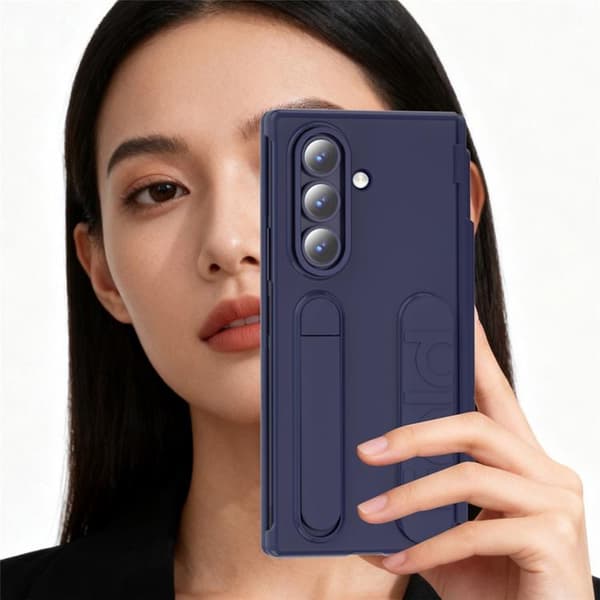 Mobilskal För Galaxy Z Fold 8 Kortfack Kickstand med Skärmskydd - Blå