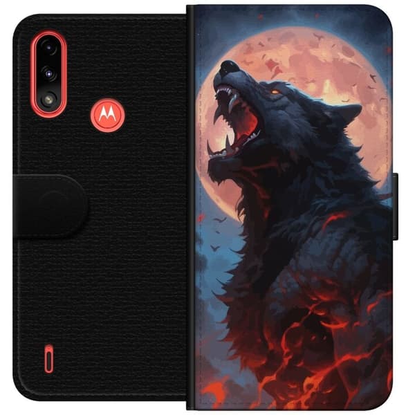 Plånboksfodral till Motorola Moto E7 Power med Ylande varg