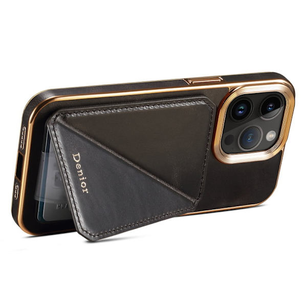 DENIOR Mobilskal till iPhone 14 Pro Max Äkta Läder + TPU + PC - Svart
