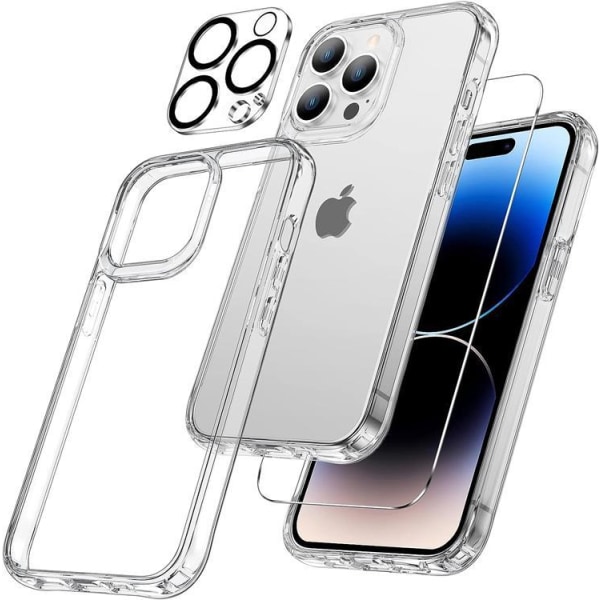[3in1] BOOM iPhone 14 Pro Max Skal, Härdat Glas, Kameralinsskydd