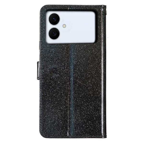 Samsung Galaxy S26 Edge Plånboksfodral Glitter Anti-Scratch Konstläder - Svart