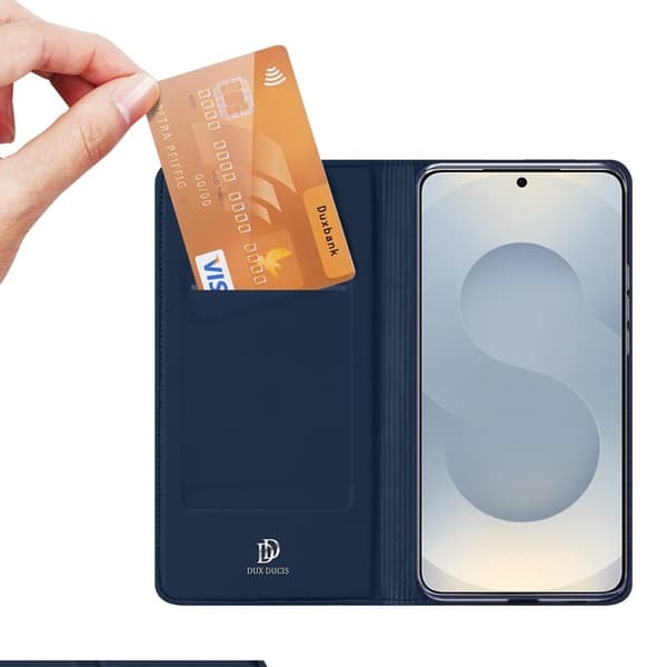 DUX DUCIS Mobilskal till Samsung Galaxy S26 Plus Äkta Läder Ställfunktion - Blå