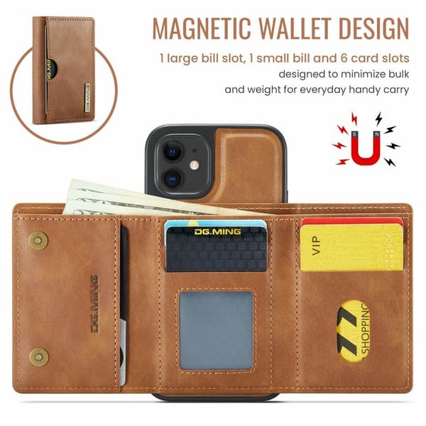 DG.MING M6 Series Mobilskal till iPhone 12/12 Pro Magnetiskt Brun