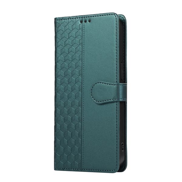 Plånboksfodral för Samsung Galaxy S26 Plus 3D Rhombus Konstläder - Grön