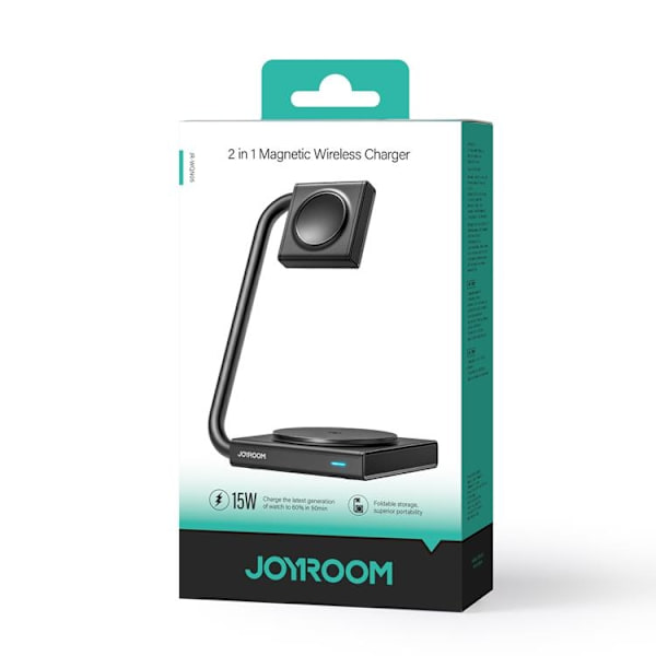 Joyroom 2-in-1 Trådlös Laddare Magsafe iPhone, Apple Watch 15W Qi Svart