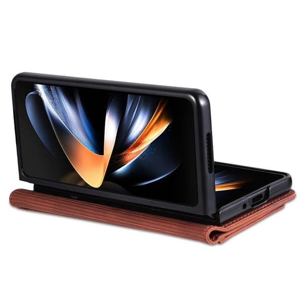 AZNS Samsung Galaxy Z Fold4 5G Plånboksfodral Konstläder - Brun